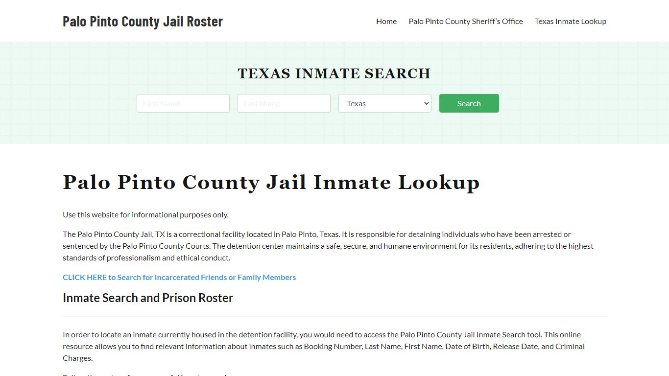 Palo Pinto County Jail Roster Lookup, TX, Inmate Search